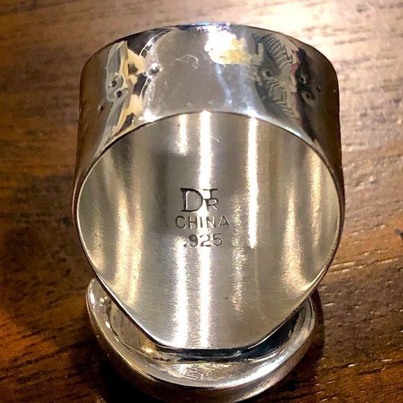 JAY KING Desert Rose Trading Company Turquoise Amber Sterling Silver Ring 8-3/4 - Picture 3 of 16